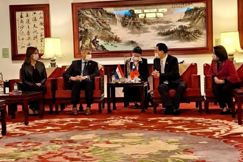 Presidente Mario Abdo Benítez e comitiva do Paraguai em Taiwan. Imagem: Gentileza/Presidência da República