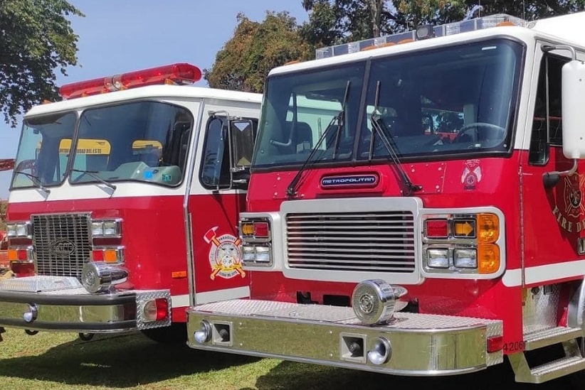 Parte da frota do Corpo de Bombeiros Voluntários de Ciudad del Este, em imagem de arquivo divulgada pela corporação na rede social Facebook