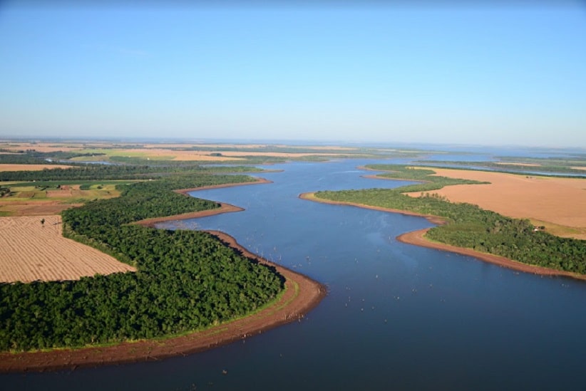 Braço do lago de Itaipu na região próxima a São Miguel do Iguaçu. Imagem: Marcos Labanca/H2FOZ