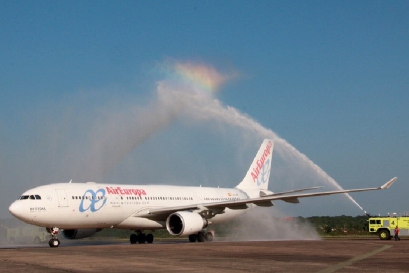 Aeronave da Air Europa no Aeroporto Internacional Silvio Pettirossi, região metropolitana de Assunção. Imagem: Gentileza/IP Paraguay