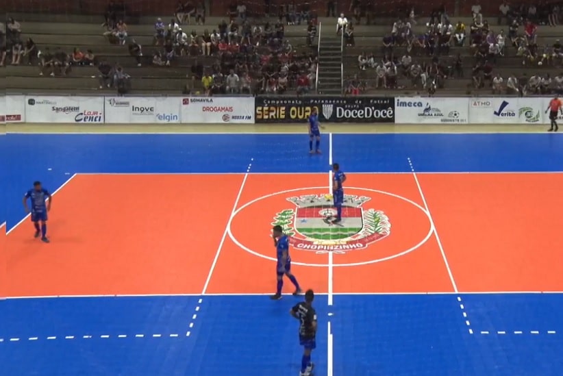 Foz Cataratas em quadra contra o Chopinzinho na noite dessa quarta-feira (15). Imagem: Reprodução/Chopinzinho Futsal