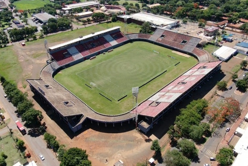 Vista aérea do Estádio Antonio Aranda Encina, em Ciudad del Este. Imagem: Gentileza/Club Atlético 3 de Febrero