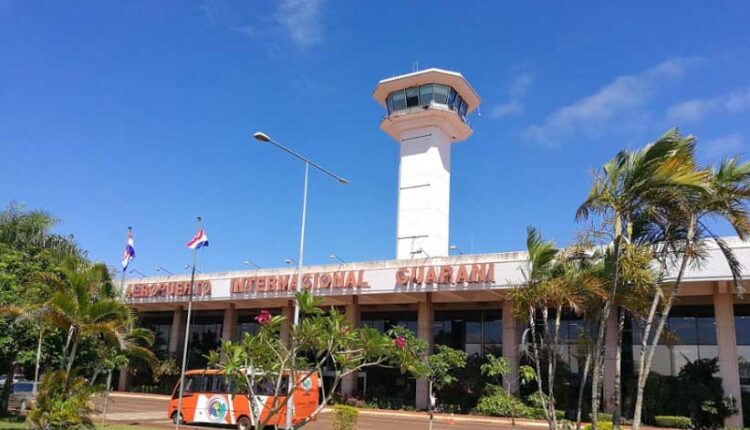 Entrada do Aeroporto Internacional Guaraní, em Minga Guazú. Imagem: Gentileza/Senatur