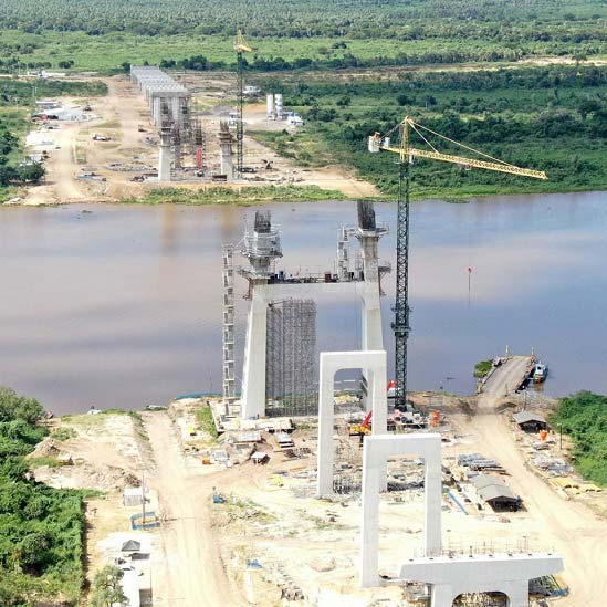 Panorâmica da obra, vista da margem brasileira do Rio Paraguai. Foto: Gentileza/MOPC Paraguay