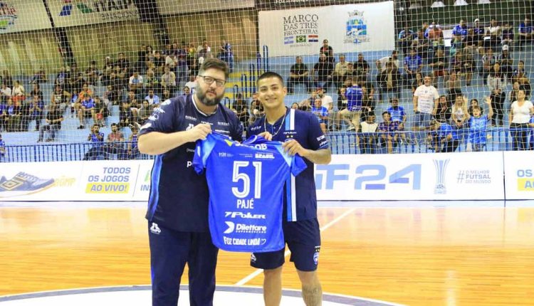 Com a camisa 51, Pajé fará companhia aos também recentemente contratados Delegado e Neto. Foto: Abel da Banca/Foz Cataratas Futsal