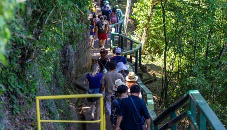 Circulação de visitantes na trilha panorâmica do Parque Nacional do Iguaçu. Foto: Bruno Bimbato/Urbia Cataratas