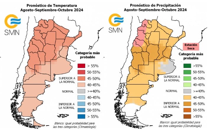 Projeção divulgada pelo SMN argentino