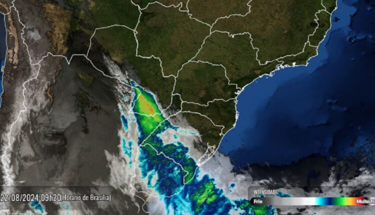 Registro do Satélite GOES16 na manhã desta quinta-feira (23). Imagem: Gentileza/Simepar