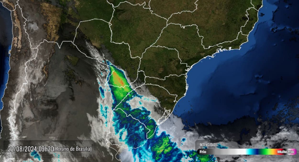 Registro do Satélite GOES16 na manhã desta quinta-feira (23). Imagem: Gentileza/Simepar