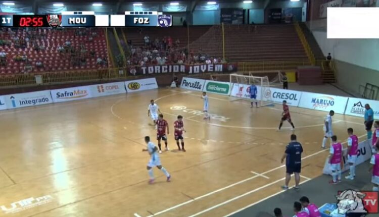 Partida foi na Arena UTFPR, em Campo Mourão. Imagem: Reprodução/Campo Mourão Futsal TV