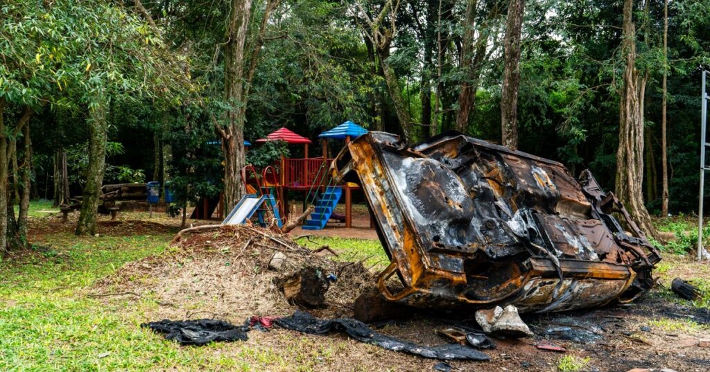 Carro abandonado no Bosque dos Macacos. Foto: Marcos Labanca