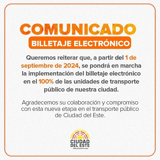 Comunicado difundido pela prefeitura de Ciudad del Este