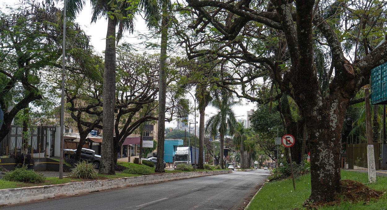 Céu encoberto na Avenida das Cataratas, região da Vila Yolanda, em Foz do Iguaçu. Foto: Marcos Labanca/H2FOZ