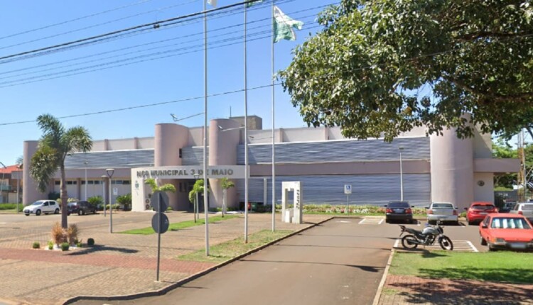 Paço Municipal 3 de Maio, sede da prefeitura de Santa Terezinha de Itaipu. Imagem: Google Street View (Arquivo).