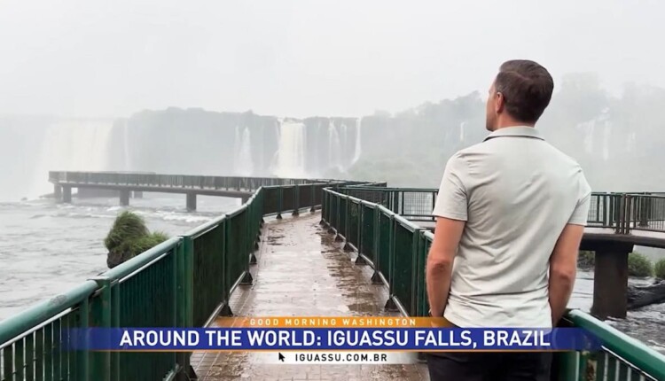 Paisagem das Cataratas do Iguaçu foi amplamente explorada pelos jornalistas. Imagem: Reprodução/ABC7News