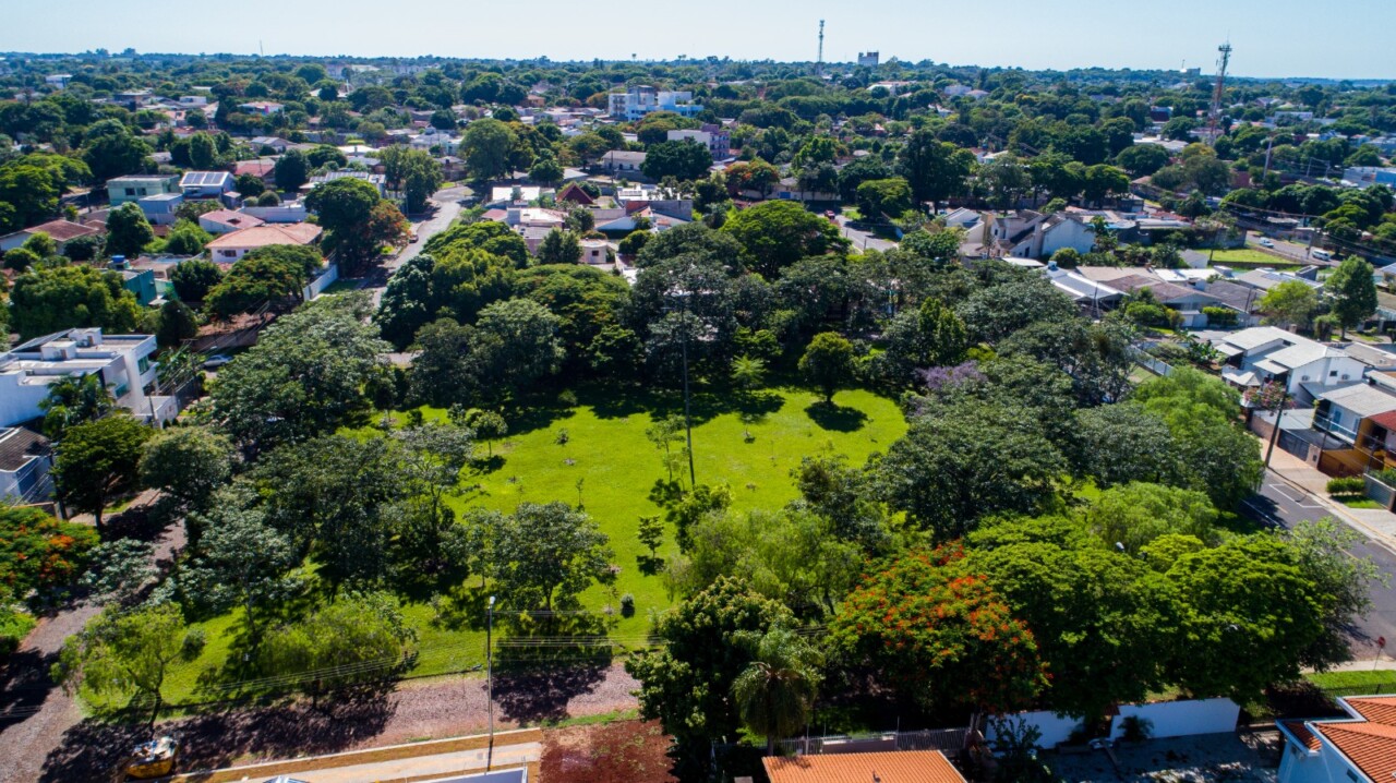 Antes das obras da escola que não aconteceu, tudo era verde na Praça das Aroeiras