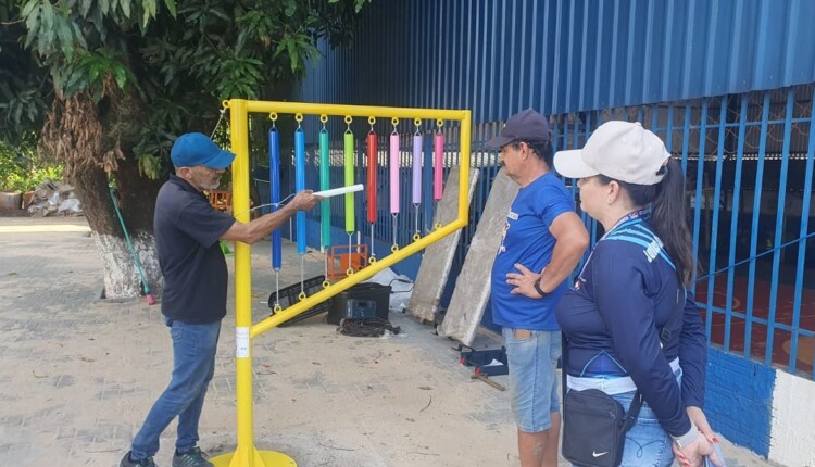 Instalação dos equipamentos no espaço, que será de acesso livre ao público. Foto: Divulgação/Itaipu Parquetec