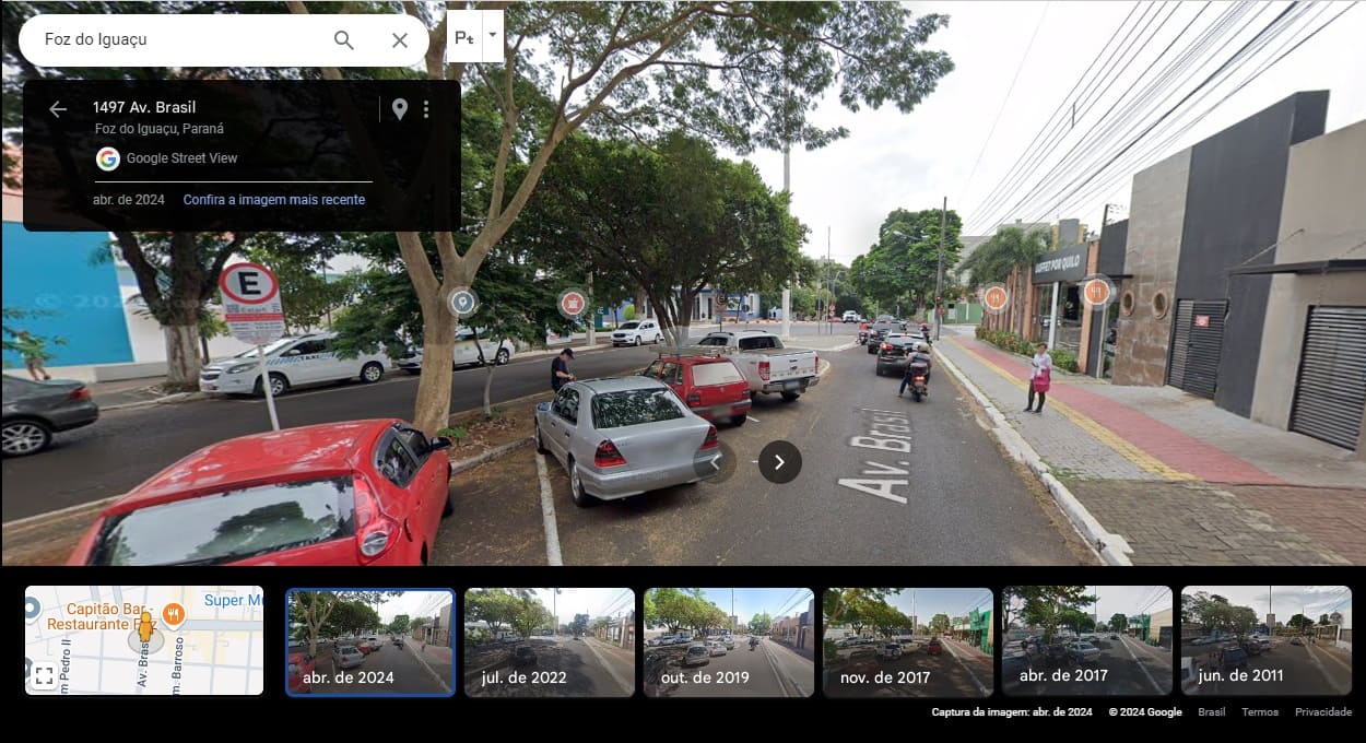 Locais como a Avenida Brasil têm registro de imagens 360° desde 2011. Foto: Google Street View