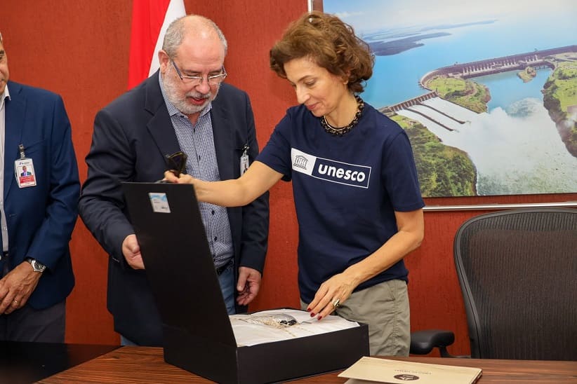 Diretora da UNESCO foi recebida pelo diretor-geral paraguaio de Itaipu.