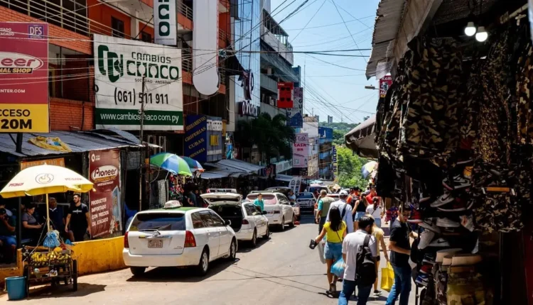 Preços no comércio de importados da segunda maior cidade do Paraguai são cotados em dólar.