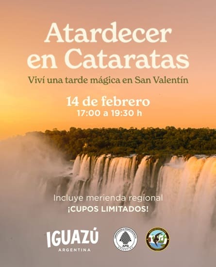 Divulgação oficial do passeio de fim de tarde nas Cataratas.