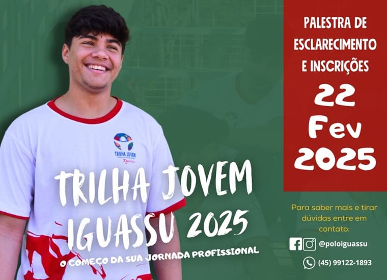 Divulgação oficial da palestra de esclarecimento do Trilha Jovem Iguassu 2025