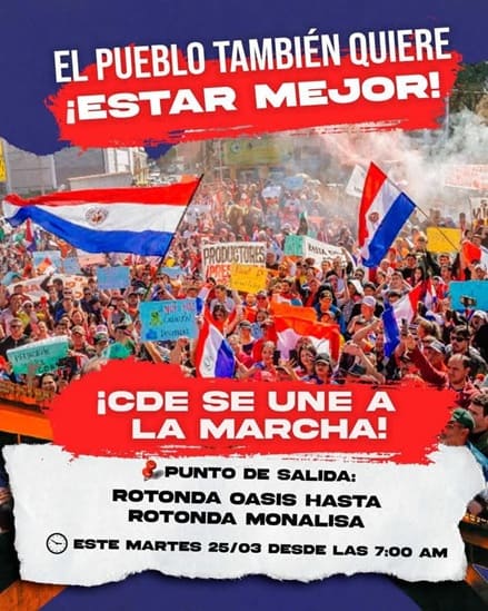 Divulgação oficial do protesto em Ciudad del Este, segunda maior cidade do Paraguai.